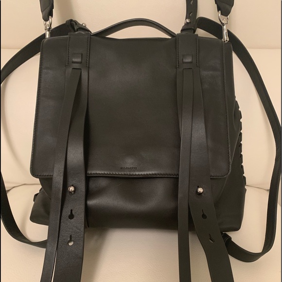 fin leather shoulder backpack